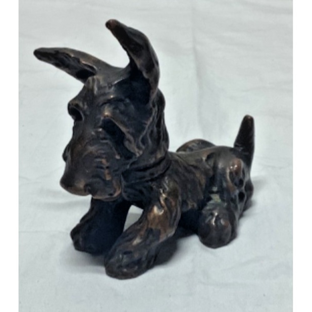 Vintage Brass Metal Dog Figurine West Highland Terrier Heavy Solid Scottie 5"